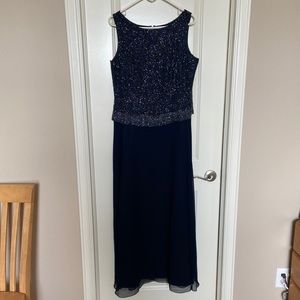 NWT Chadwick’s Navy Beaded Long Dress Size 10